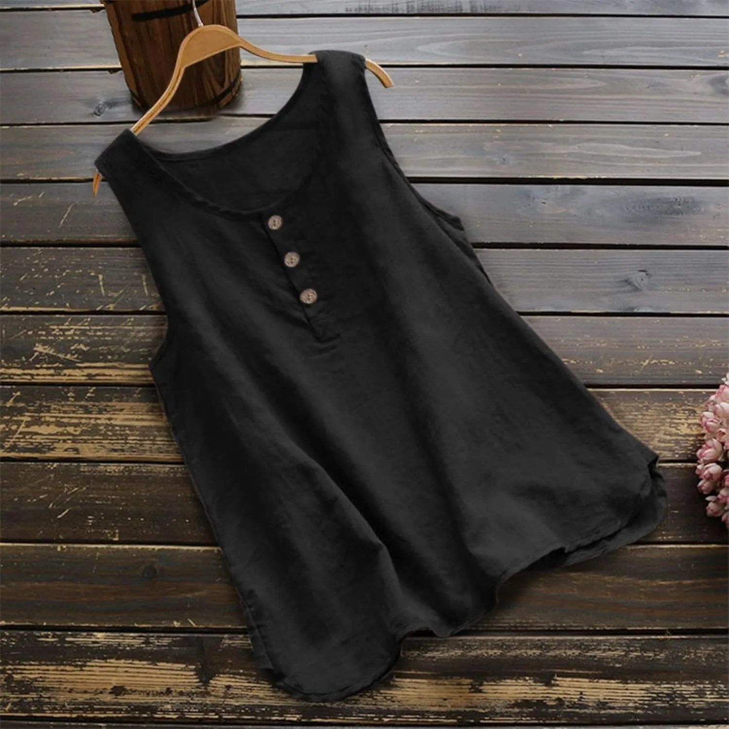 2024 Women's Tank TopsLoose fit Cotton Linen Sleeveless Tee Shirts Summer Casual Flowy Blouses Tunic Tops Shirts