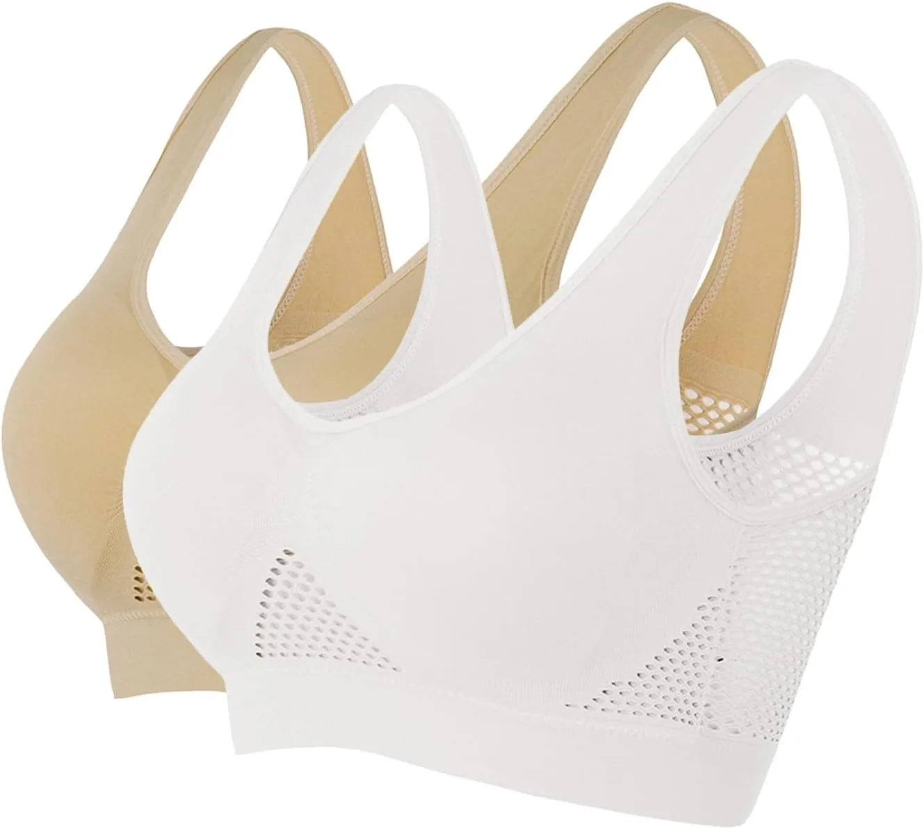 2Pcs Breathable Cool Liftup Air Bra for Women, 2024 Padded Full Support Sports Bra, Comfortable Bras No Underwire