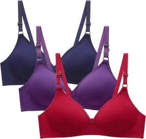 3 Pack Everyday Bras No Underwire Push Up Bralettes Full Coverage Breathable Comfortable Bra Supportive Bras