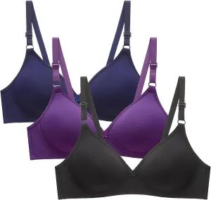3 Pack Everyday Bras No Underwire Push Up Bralettes Full Coverage Breathable Comfortable Bra Supportive Bras