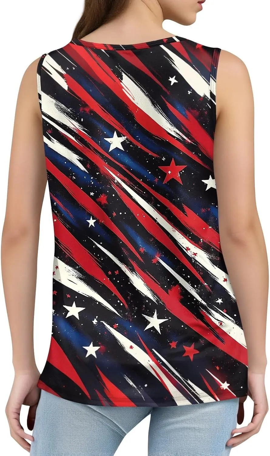 4Th Of July Shirts For Women American Flag Sleeveless Tank Tops Independence Day Patriotic Tunic Holiday Outfits