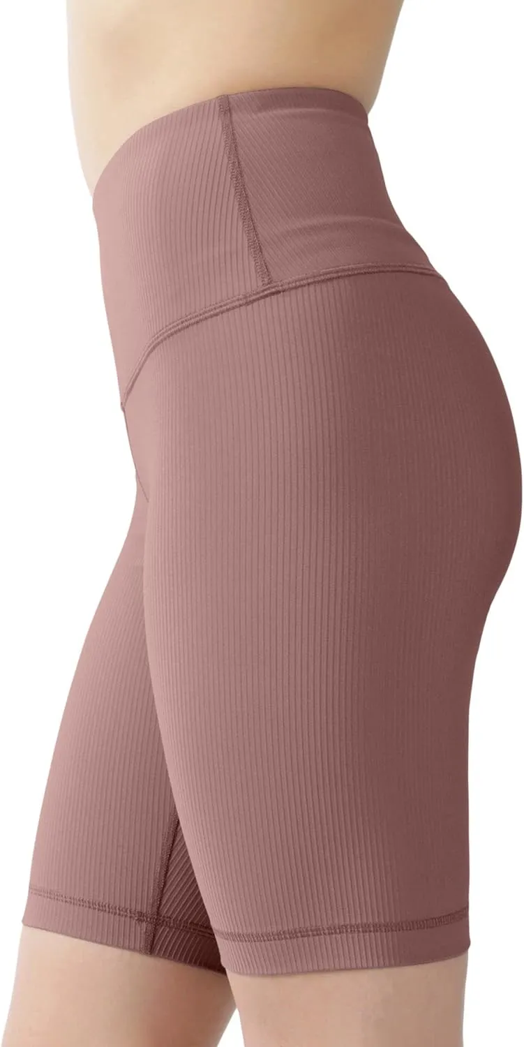 90 Degree By Reflex High Waisted Yoga Biker Shorts Ribbed Workout Running Spandex Shorts for Women