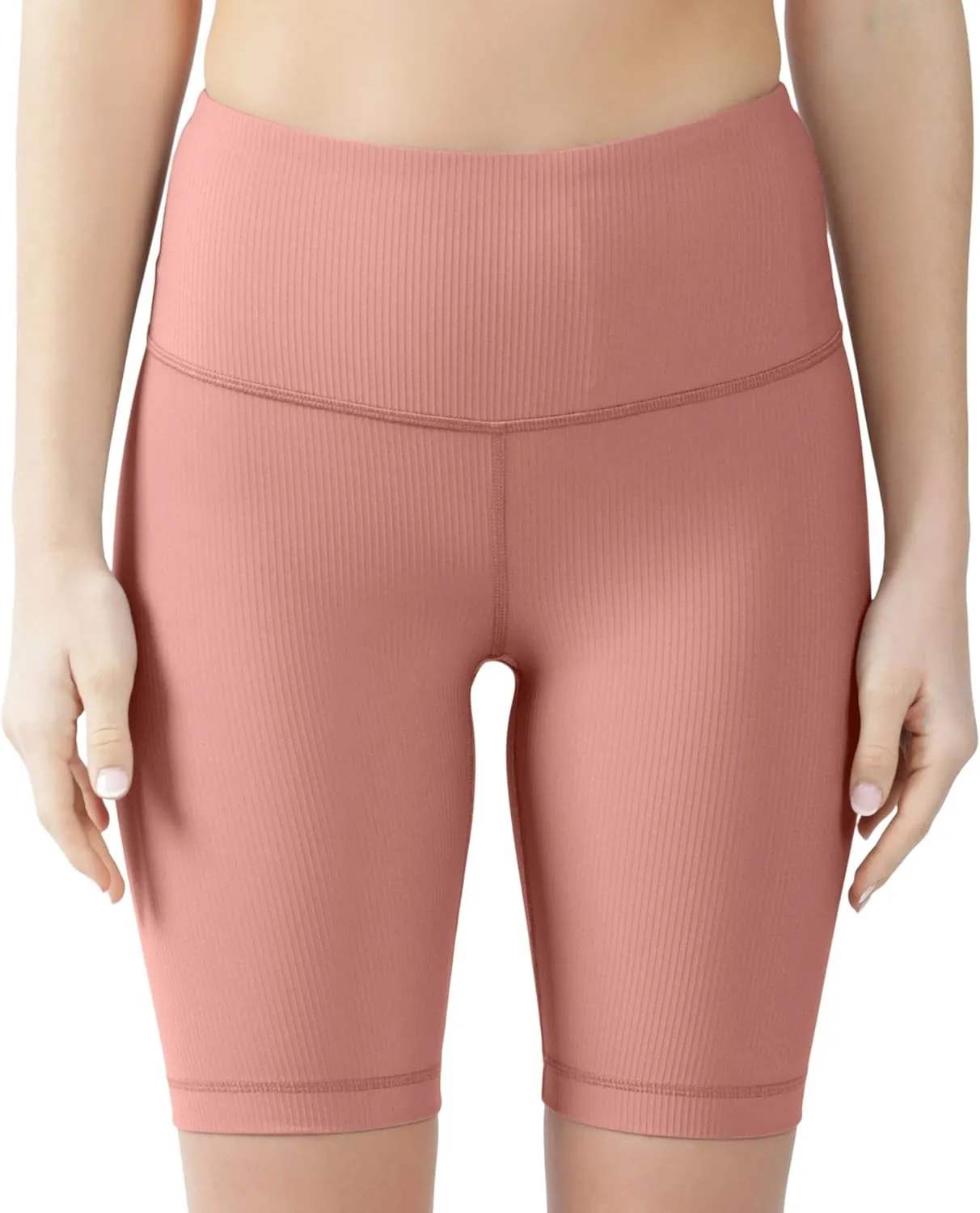 90 Degree By Reflex High Waisted Yoga Biker Shorts Ribbed Workout Running Spandex Shorts for Women