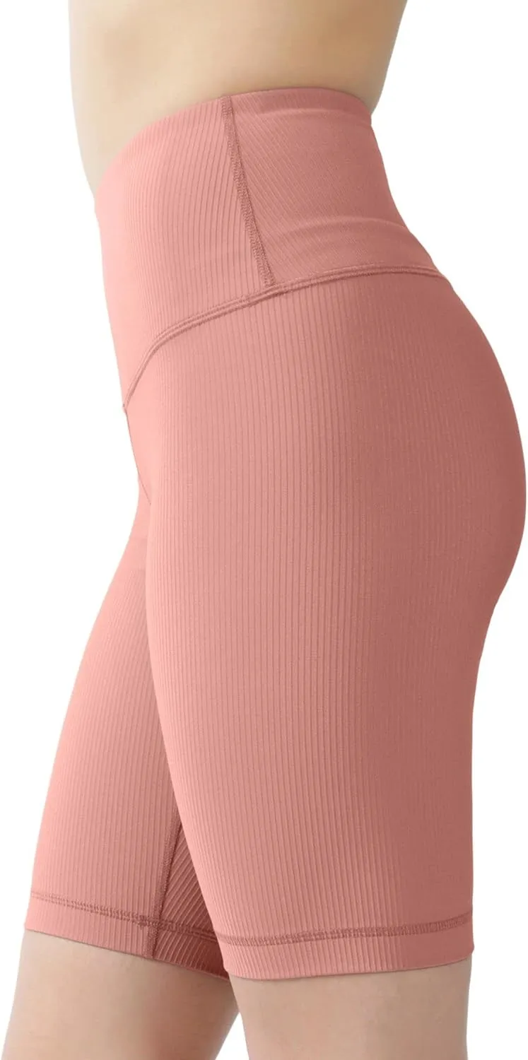 90 Degree By Reflex High Waisted Yoga Biker Shorts Ribbed Workout Running Spandex Shorts for Women