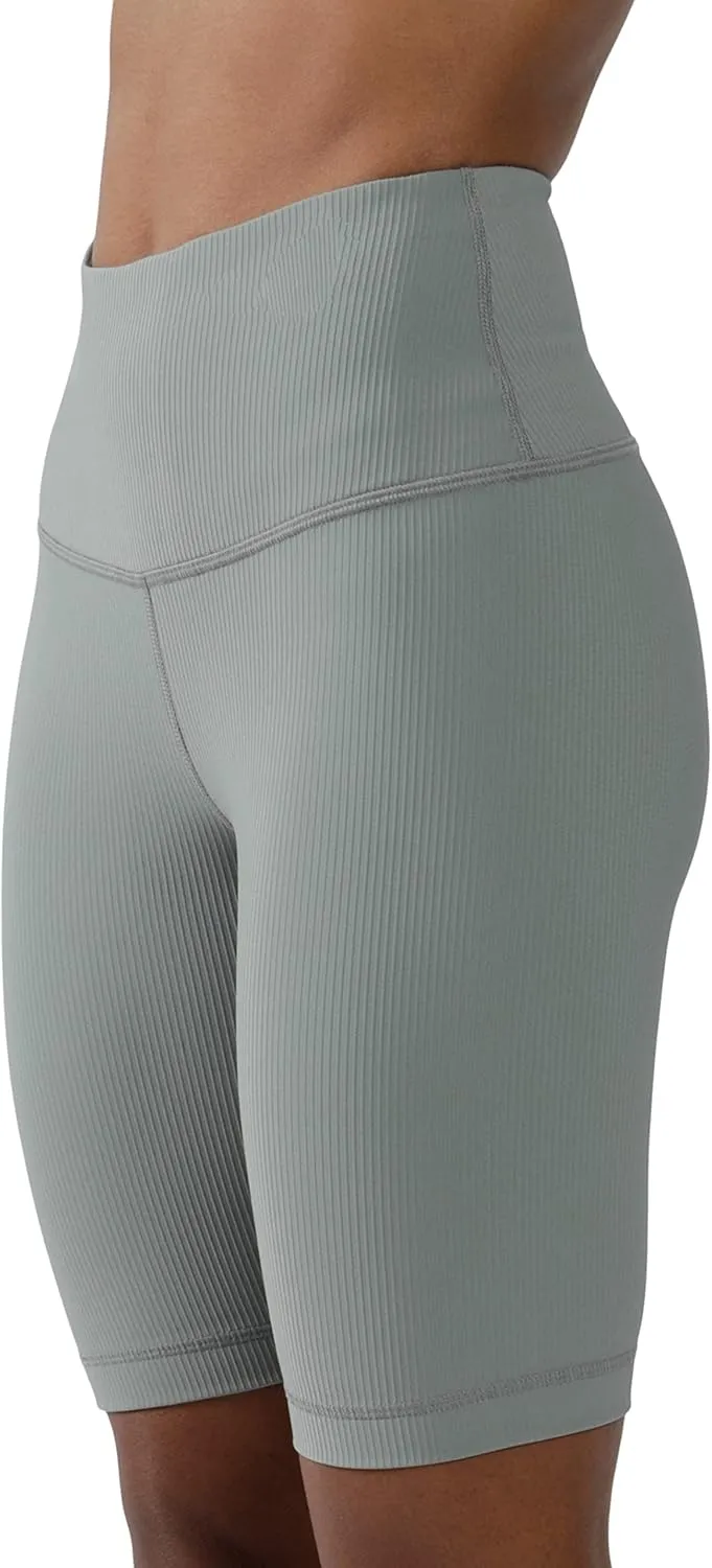 90 Degree By Reflex High Waisted Yoga Biker Shorts Ribbed Workout Running Spandex Shorts for Women