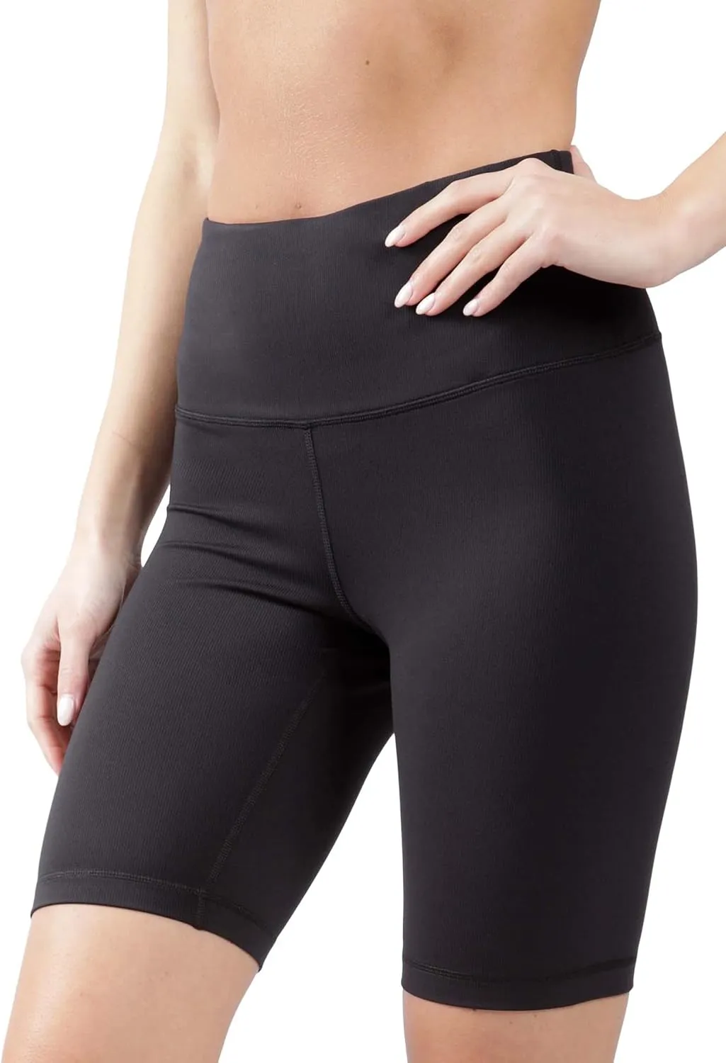 90 Degree By Reflex High Waisted Yoga Biker Shorts Ribbed Workout Running Spandex Shorts for Women