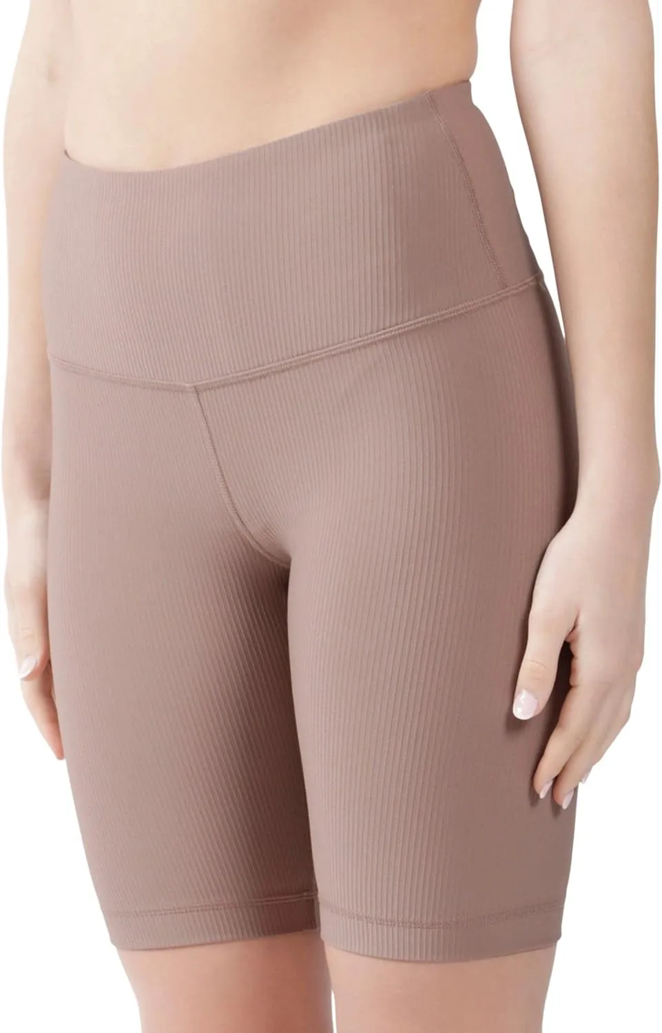 90 Degree By Reflex High Waisted Yoga Biker Shorts Ribbed Workout Running Spandex Shorts for Women