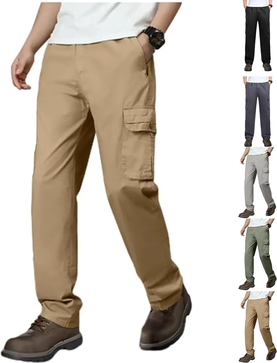 Adorlina Pants for Men, Adorlina Cargo Pants, Ultra Comfort Flex Multi-Pocket Pants, Men's Elastic Waist Drawstring Pants