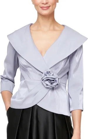 Alex Evenings Women's Petite Flower Side Close Blouse, Lavendar