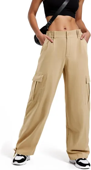 American Trends Cargo Pants Women Baggy Pants Y2K Parachute Pants with Multiple Pockets Trendy Lightweight Pants for Woman