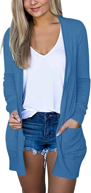 Aniywn Dressy Cardigan Sweaters for Women for Evening Party Women Lightweight Long Sleeve Casual Open-Front Sweater Pockets