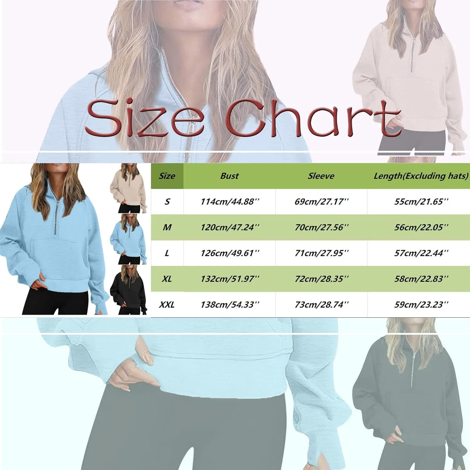 Aniywn Sweatshirts for Women Cropped Hoodies Half Zip Fleece Pullover Quarter Zipper Hoodies Outfits Clothes with Thumb Hole