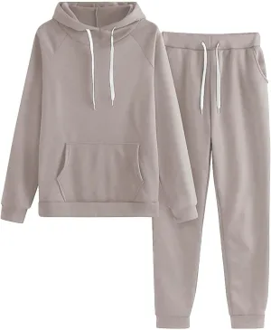 Aniywn Two Piece Hoodie Sweatsuit Sets for Women Jogging Tracksuit Hood Crop Pullover Sweatshirt and Pants Sweatsuit Sets