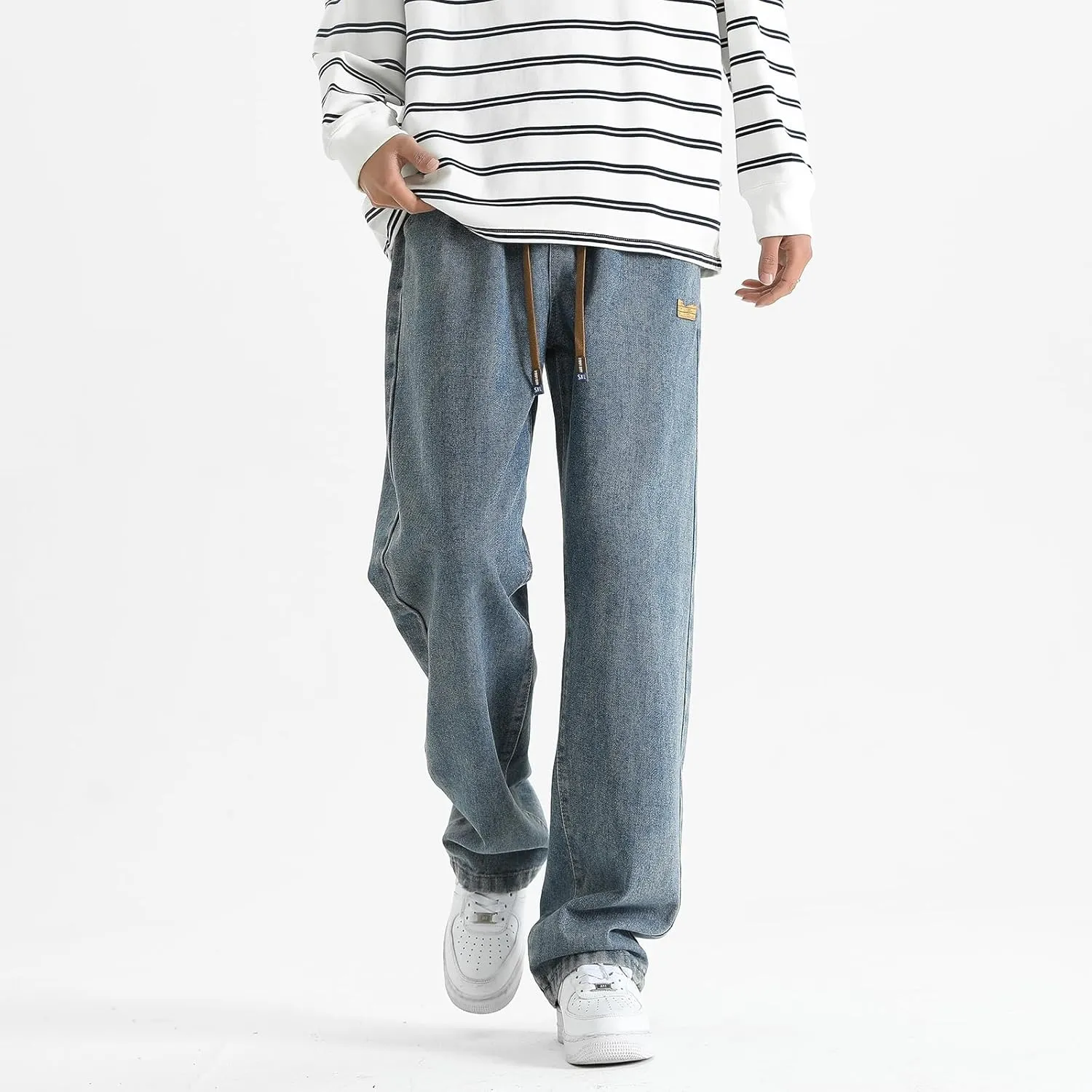 Black Jeans Men Mens Pants Slim Fit Drawstring Jogger Pants Charcoal Gray Relaxed Fit Stretch Boot Cut Jeans