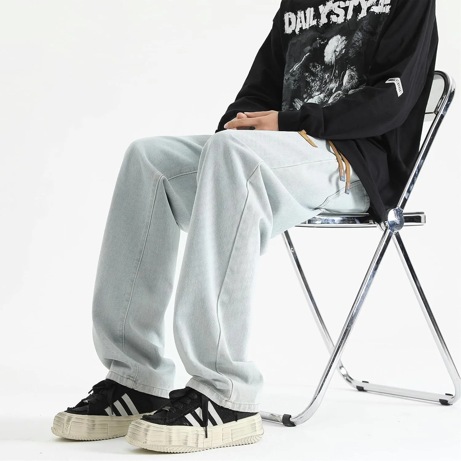 Black Jeans Men Mens Pants Slim Fit Drawstring Jogger Pants Charcoal Gray Relaxed Fit Stretch Boot Cut Jeans