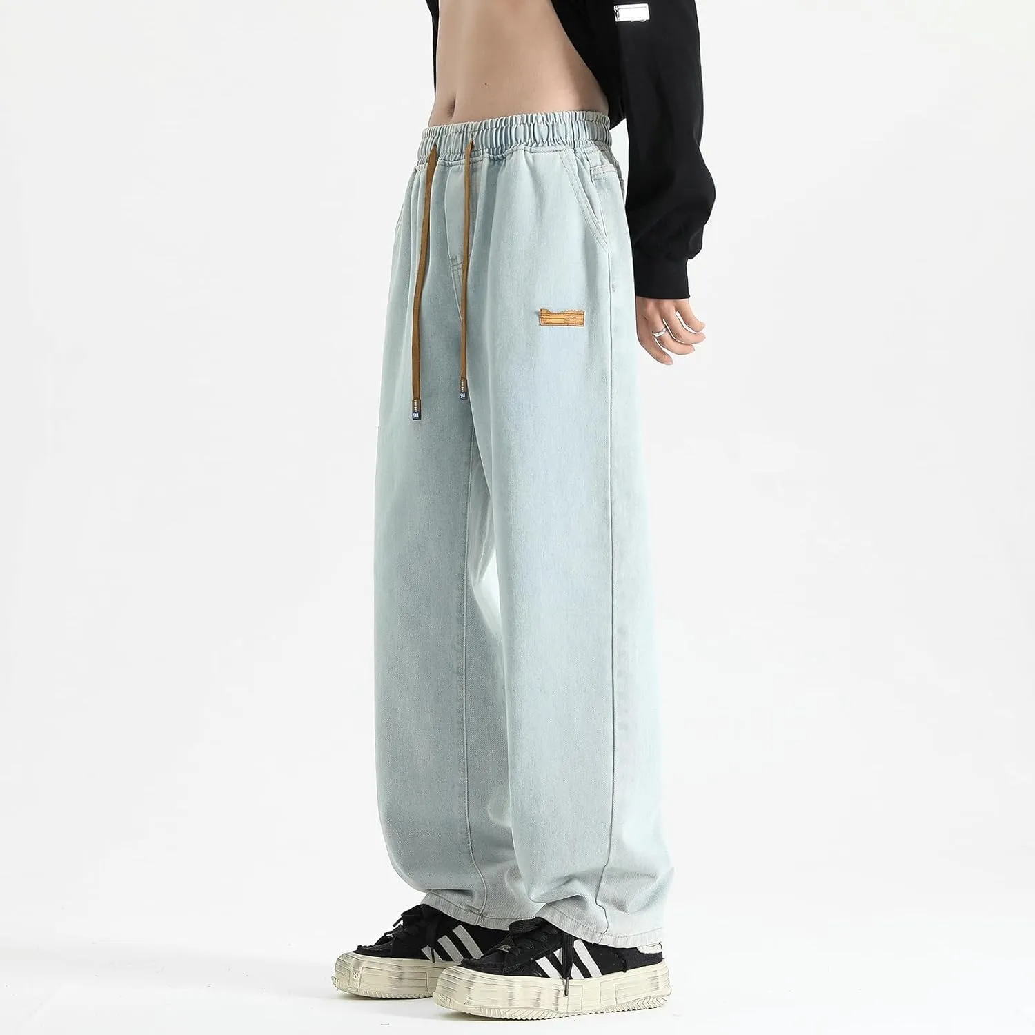 Black Jeans Men Mens Pants Slim Fit Drawstring Jogger Pants Charcoal Gray Relaxed Fit Stretch Boot Cut Jeans