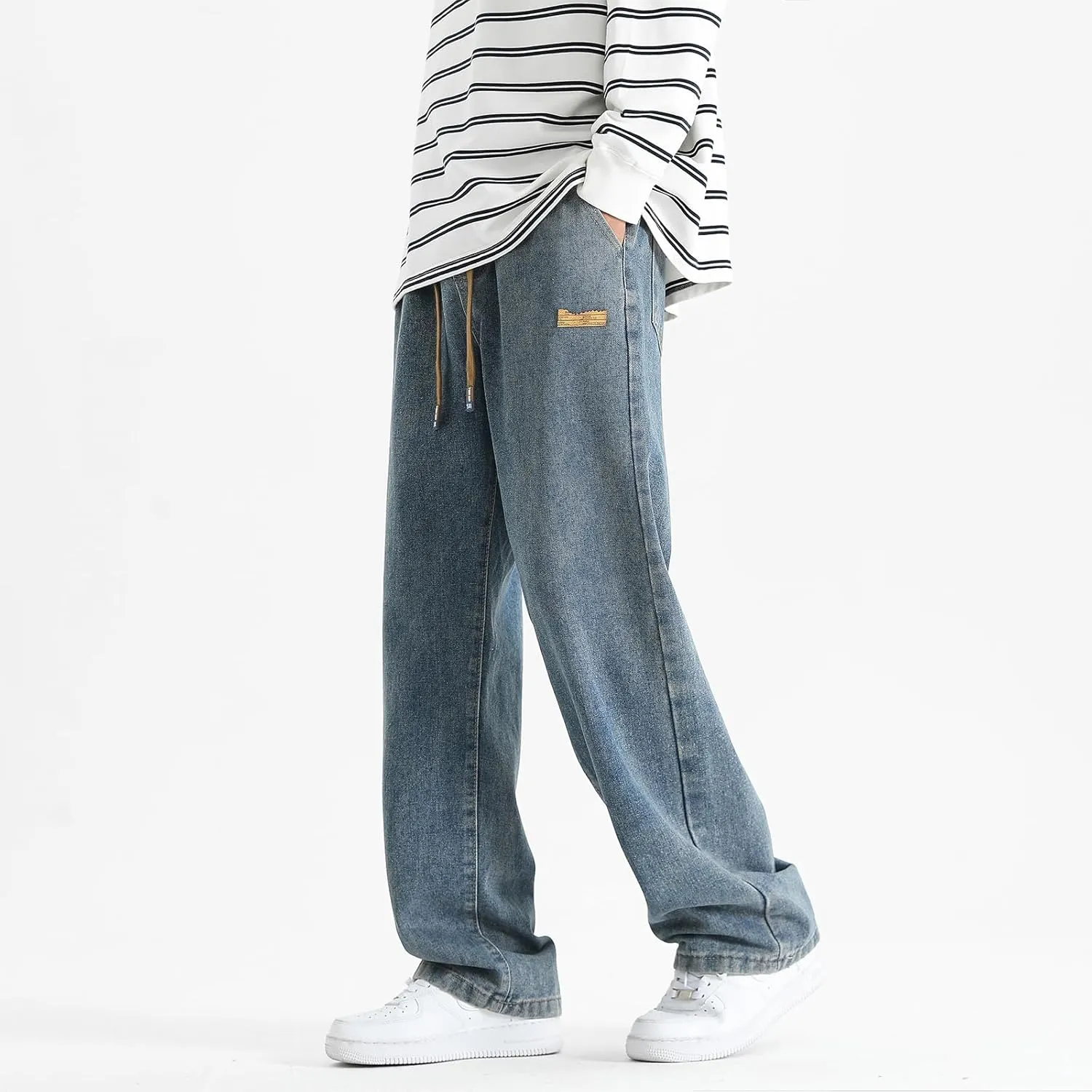 Black Jeans Men Mens Pants Slim Fit Drawstring Jogger Pants Charcoal Gray Relaxed Fit Stretch Boot Cut Jeans