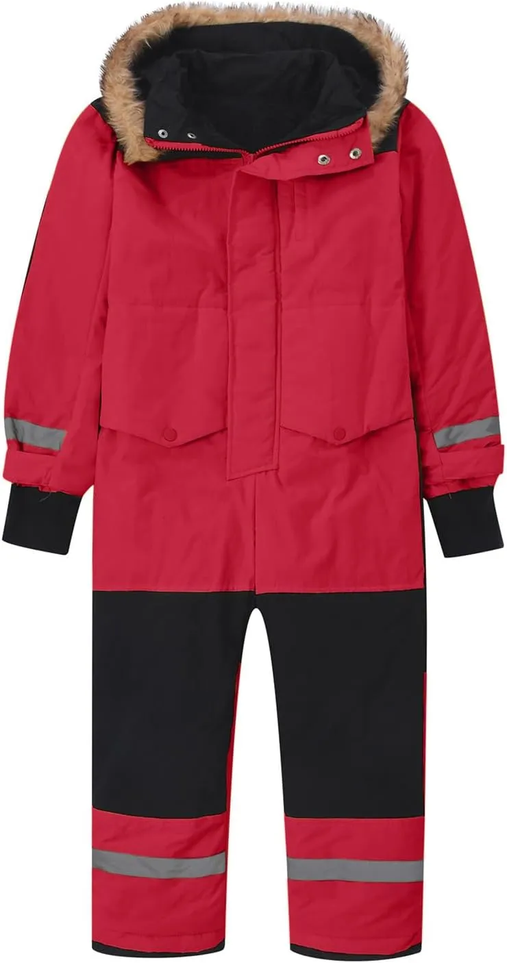 BOXIACEY Snow Suit for Kids One Piece Snowsuits Overalls Ski Suits Waterproof Winter Jumpsuit Warm Jackets with Hood