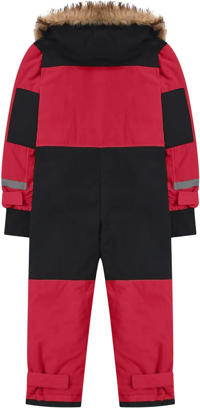 BOXIACEY Snow Suit for Kids One Piece Snowsuits Overalls Ski Suits Waterproof Winter Jumpsuit Warm Jackets with Hood