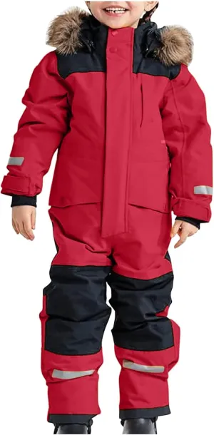 BOXIACEY Snow Suit for Kids One Piece Snowsuits Overalls Ski Suits Waterproof Winter Jumpsuit Warm Jackets with Hood