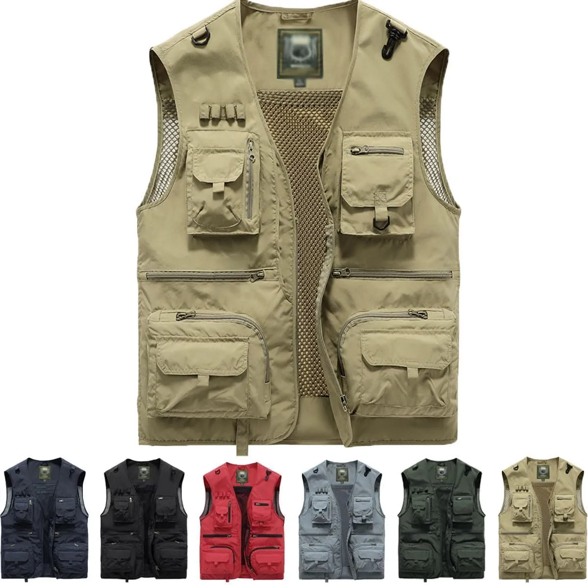 Breathable Mesh Zip Cargo Vest with Pockets, Men's Quick Drying Tactical Vests Outdoor Hiking Fishing Vests Jacket