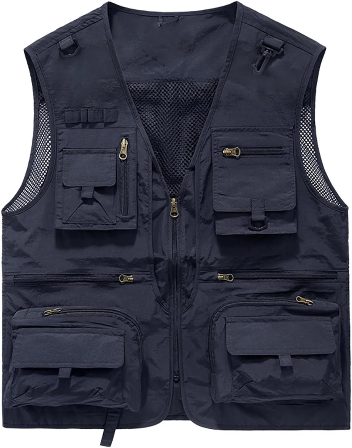 Breathable Mesh Zip Cargo Vest with Pockets, Men's Quick Drying Tactical Vests Outdoor Hiking Fishing Vests Jacket