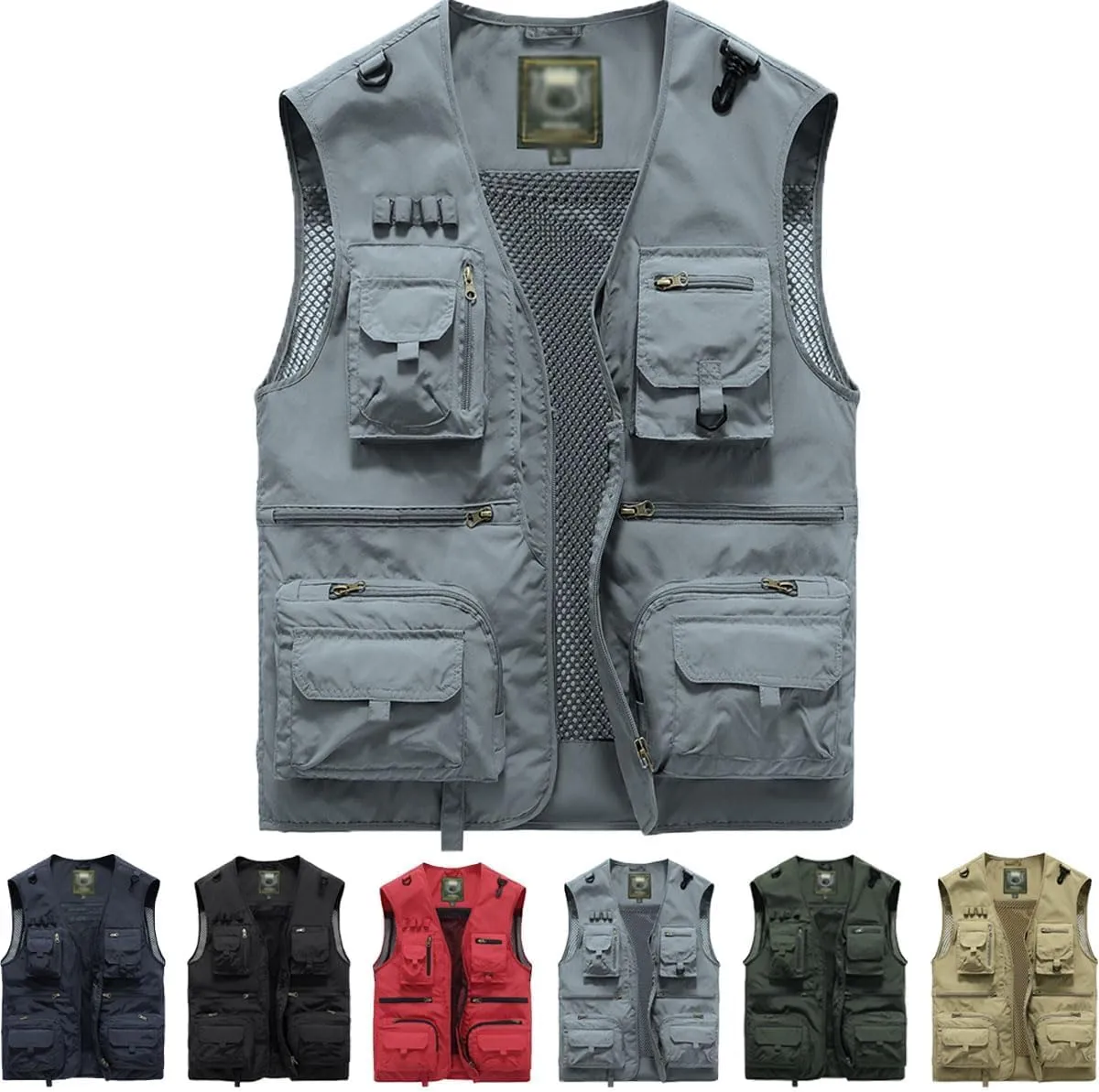 Breathable Mesh Zip Cargo Vest with Pockets, Men's Quick Drying Tactical Vests Outdoor Hiking Fishing Vests Jacket