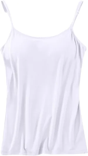 Built in Bra Tank Tops for Women Camisole Tops with Chest Pads Underwear One Thin Straps Sports Bottoming Shirt