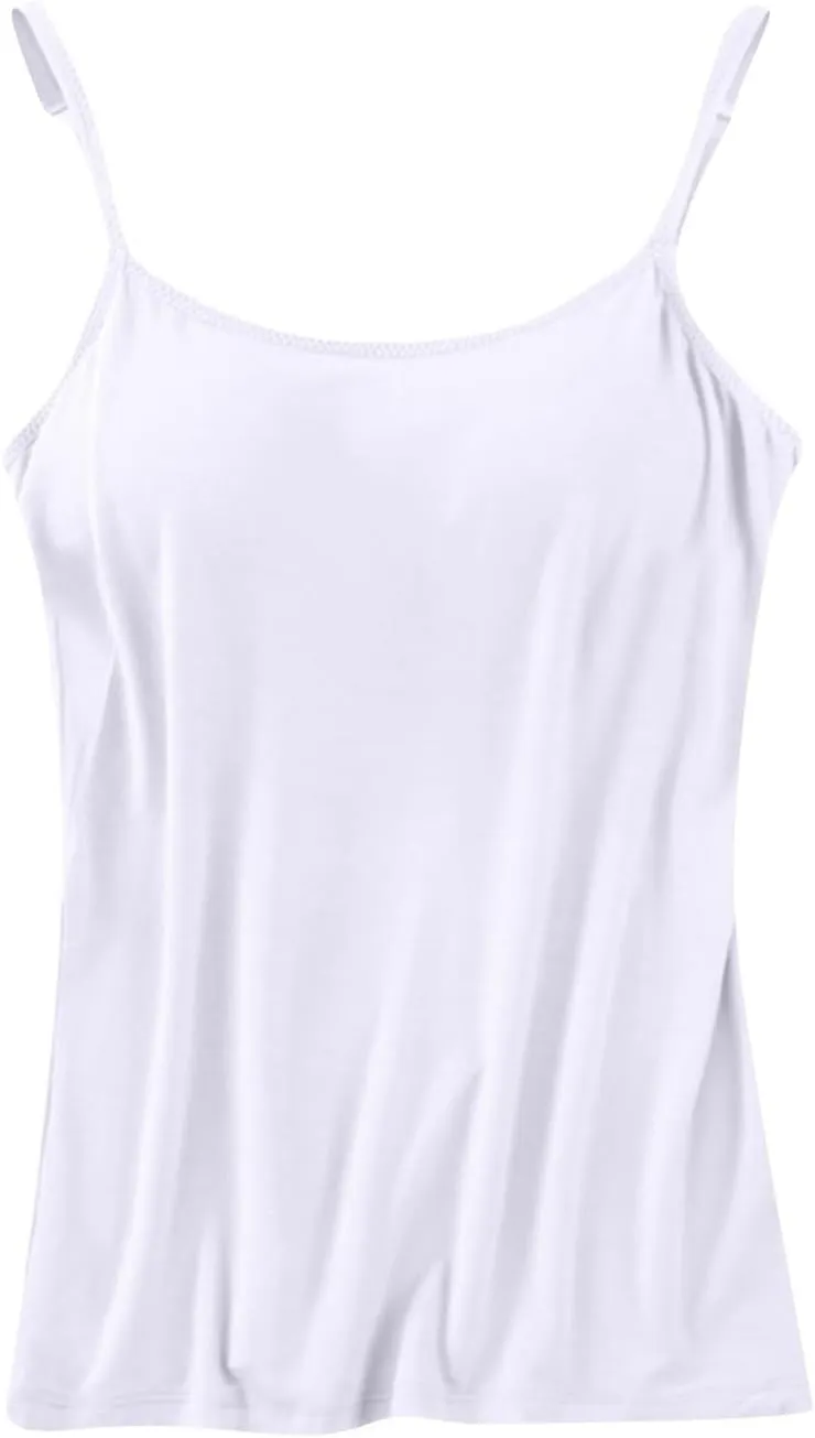Built in Bra Tank Tops for Women Camisole Tops with Chest Pads Underwear One Thin Straps Sports Bottoming Shirt