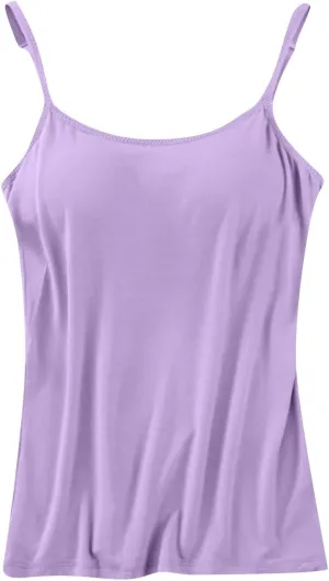 Built in Bra Tank Tops for Women Camisole Tops with Chest Pads Underwear One Thin Straps Sports Bottoming Shirt