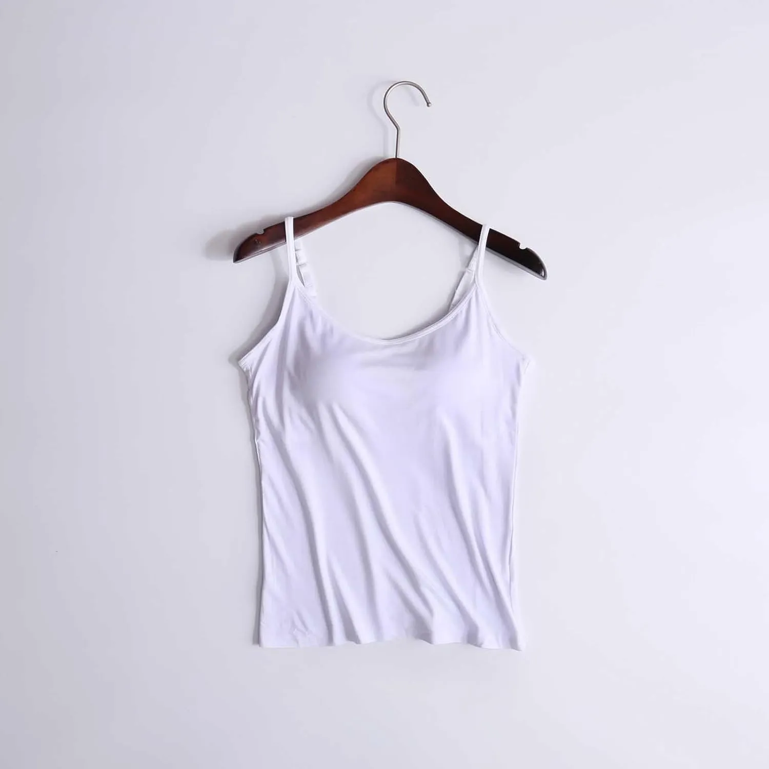 Built in Bra Tank Tops for Women Camisole Tops with Chest Pads Underwear One Thin Straps Sports Bottoming Shirt