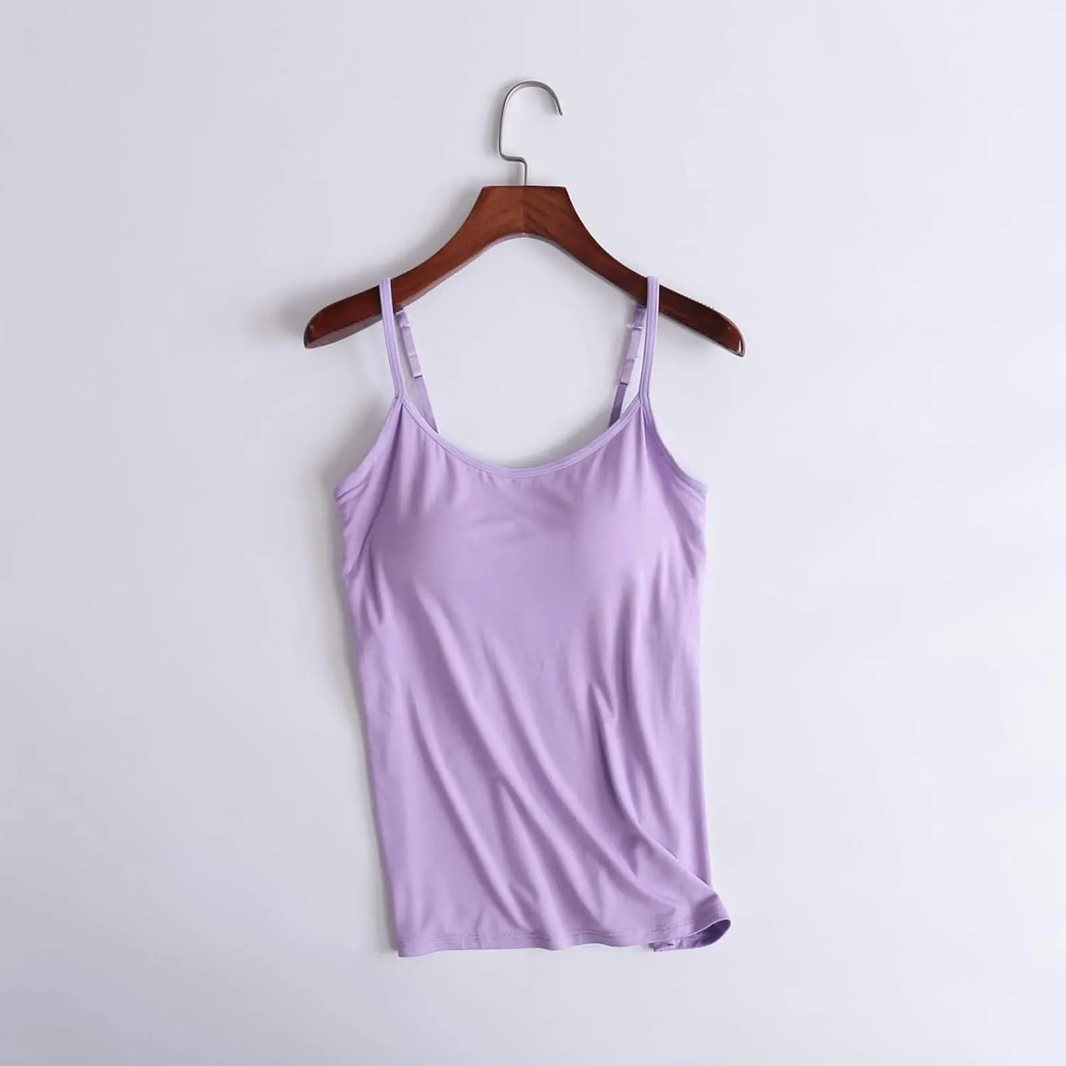 Built in Bra Tank Tops for Women Camisole Tops with Chest Pads Underwear One Thin Straps Sports Bottoming Shirt