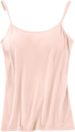 Built in Bra Tank Tops for Women Camisole Tops with Chest Pads Underwear One Thin Straps Sports Bottoming Shirt