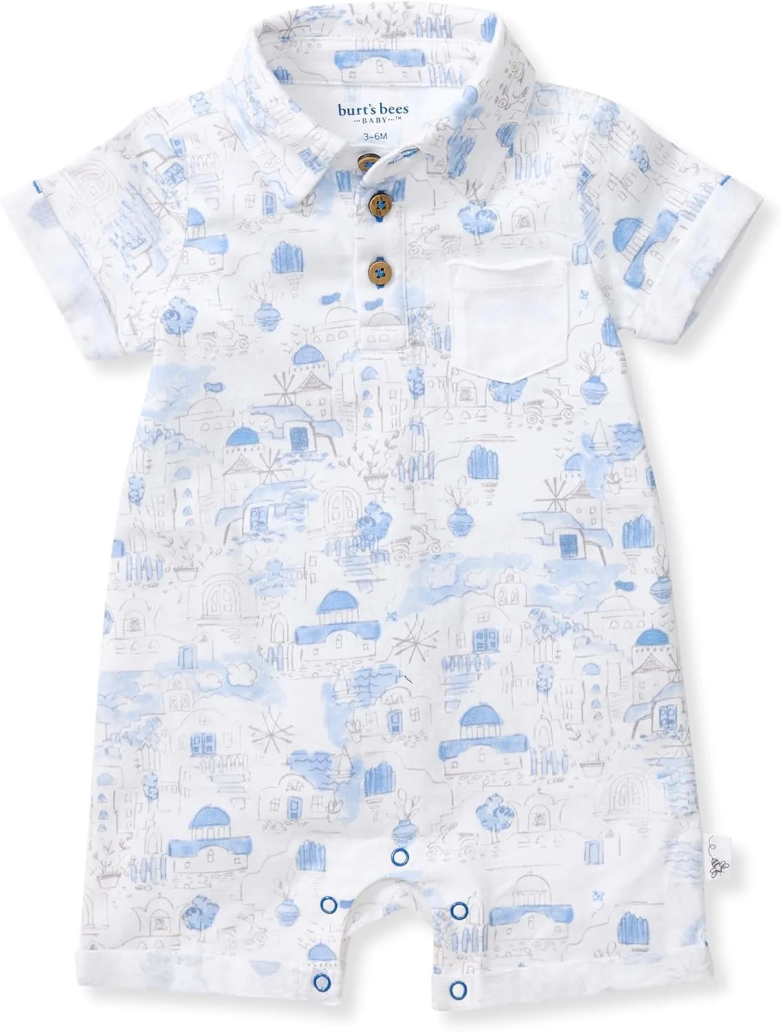 Burt's Bees Baby Baby Boys Romper, 100% Organic Cotton, One-piece Outfit Boy Clothes for Sizes Newborn to 24 Months