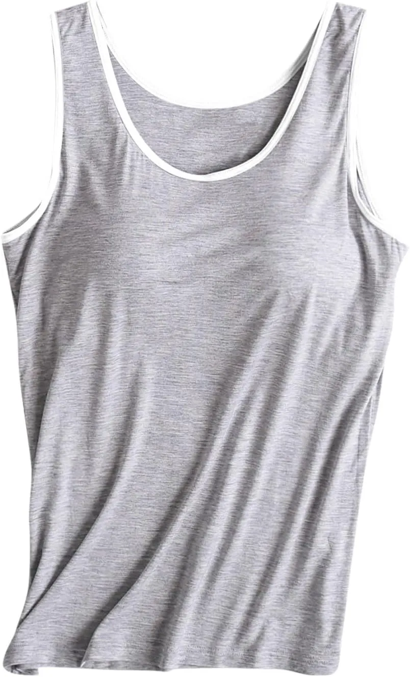 Camisole Tops for Women Built in Bra Casual Loose Sleeveless Tops Athletic Yoga Padded Sport Bra Seamless Underwear