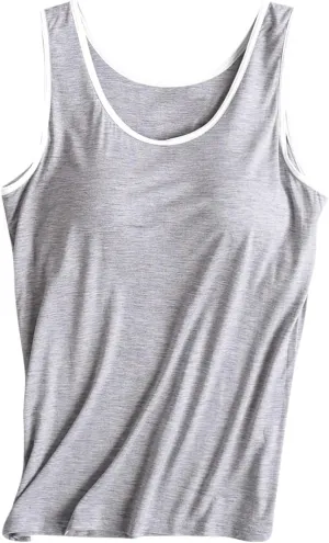 Camisole Tops for Women Built in Bra Casual Loose Sleeveless Tops Athletic Yoga Padded Sport Bra Seamless Underwear