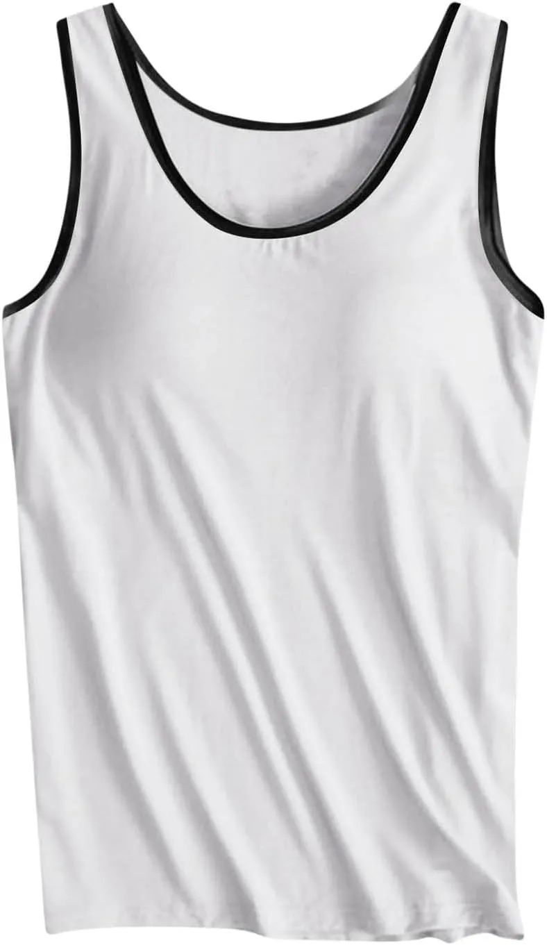 Camisole Tops for Women Built in Bra Casual Loose Sleeveless Tops Athletic Yoga Padded Sport Bra Seamless Underwear