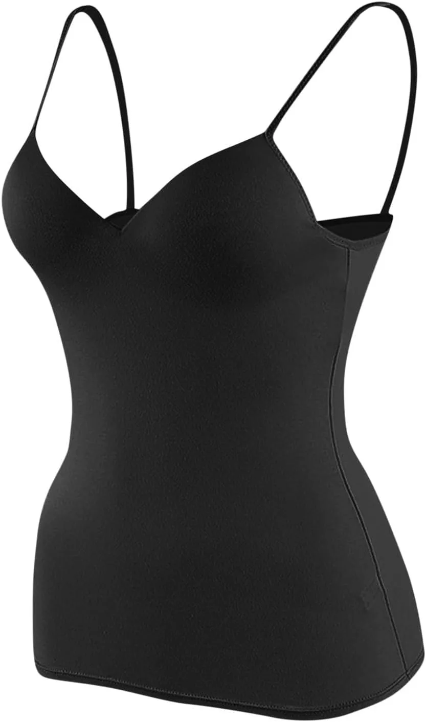 Camisole Tops for Women Built in Bra Slim Fit Crop Lightweight Quick Dry Padded Bras Sexy Vneck Layering Tank Tops