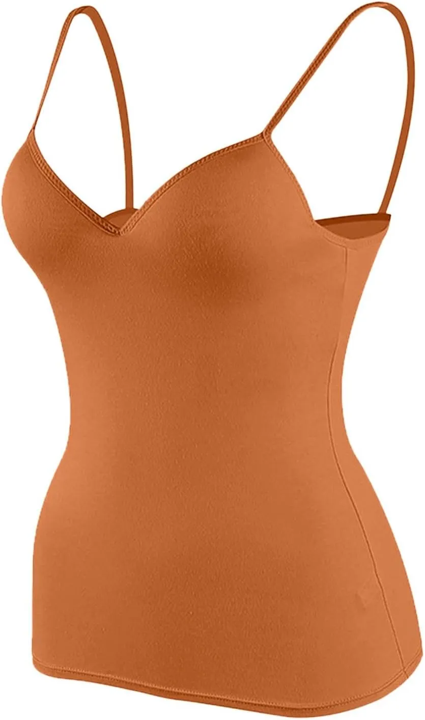Camisole Tops for Women Cotton Adjustable Strap Stretch Tank Tops Built in Shelf Bra Workout Yoga Shirt