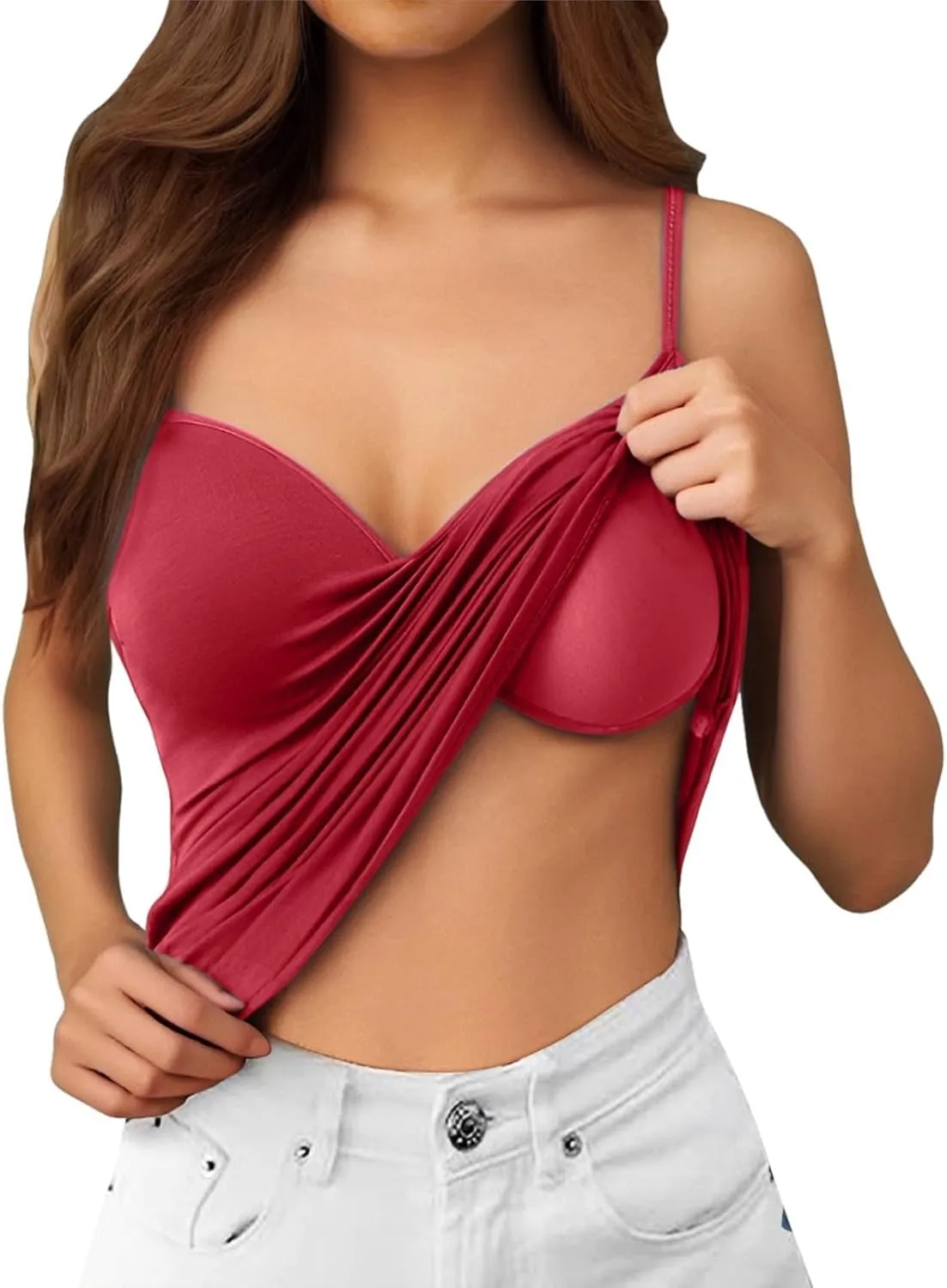 Camisole Tops for Women Cotton Adjustable Strap Stretch Tank Tops Built in Shelf Bra Workout Yoga Shirt