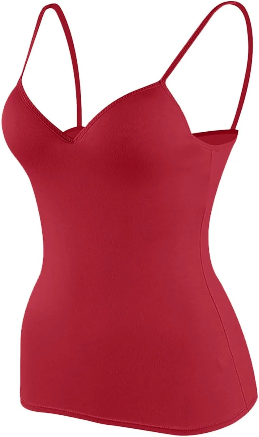 Camisole Tops for Women Cotton Adjustable Strap Stretch Tank Tops Built in Shelf Bra Workout Yoga Shirt