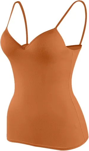 Camisole Tops for Women Cotton Adjustable Strap Stretch Tank Tops Built in Shelf Bra Workout Yoga Shirt