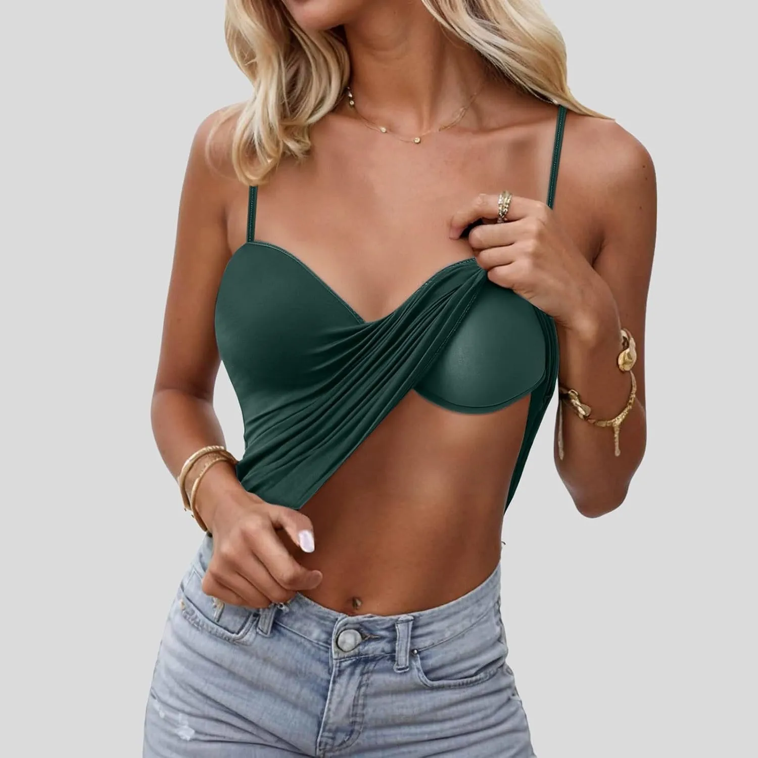 Camisole Tops for Women Wtih Shelf Bra Spaghetti Straps Workout Yoga Shirts Stretch Tank Tops Layer Padded Bra