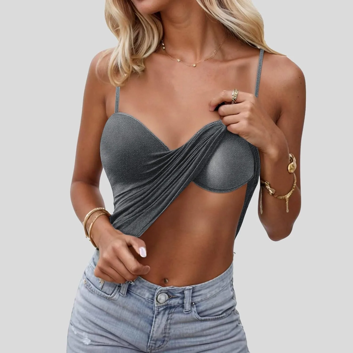 Camisole Tops for Women Wtih Shelf Bra Spaghetti Straps Workout Yoga Shirts Stretch Tank Tops Layer Padded Bra