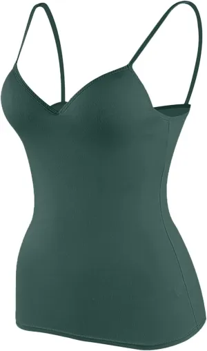 Camisole Tops for Women Wtih Shelf Bra Spaghetti Straps Workout Yoga Shirts Stretch Tank Tops Layer Padded Bra