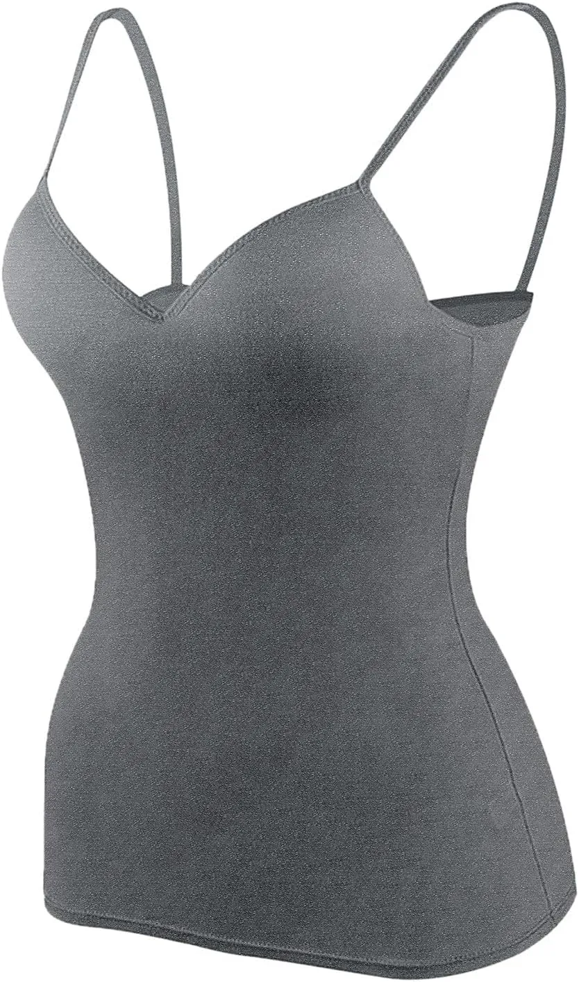 Camisole Tops for Women Wtih Shelf Bra Spaghetti Straps Workout Yoga Shirts Stretch Tank Tops Layer Padded Bra