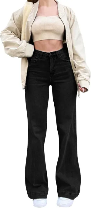 Cargo Jeans for Women High Waisted Wide Leg Jeans with Flap Pocket Y2K Womens Jeans Skinny Stretch Denim Pants Jeans