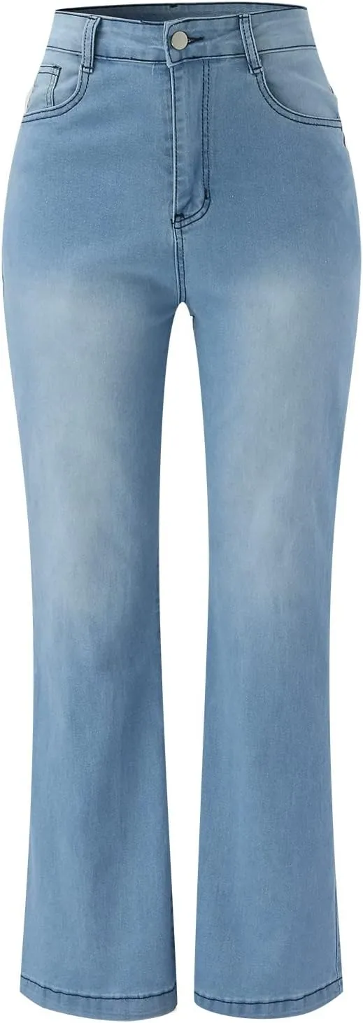 Cargo Jeans for Women High Waisted Wide Leg Jeans with Flap Pocket Y2K Womens Jeans Skinny Stretch Denim Pants Jeans