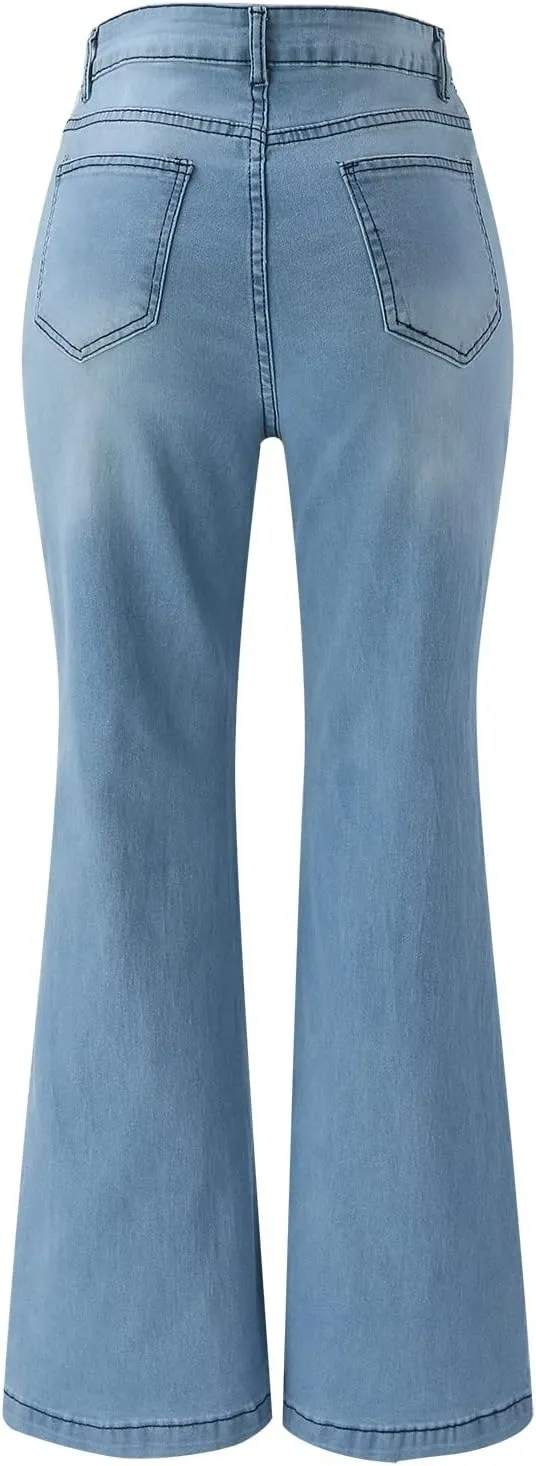Cargo Jeans for Women High Waisted Wide Leg Jeans with Flap Pocket Y2K Womens Jeans Skinny Stretch Denim Pants Jeans