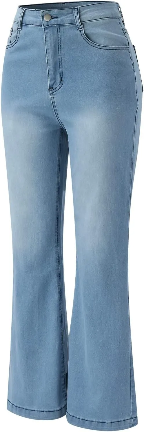 Cargo Jeans for Women High Waisted Wide Leg Jeans with Flap Pocket Y2K Womens Jeans Skinny Stretch Denim Pants Jeans